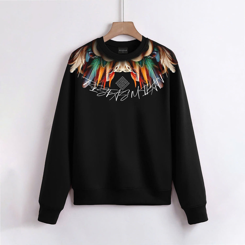 FesFas Feather-print Sweatshirt | Black