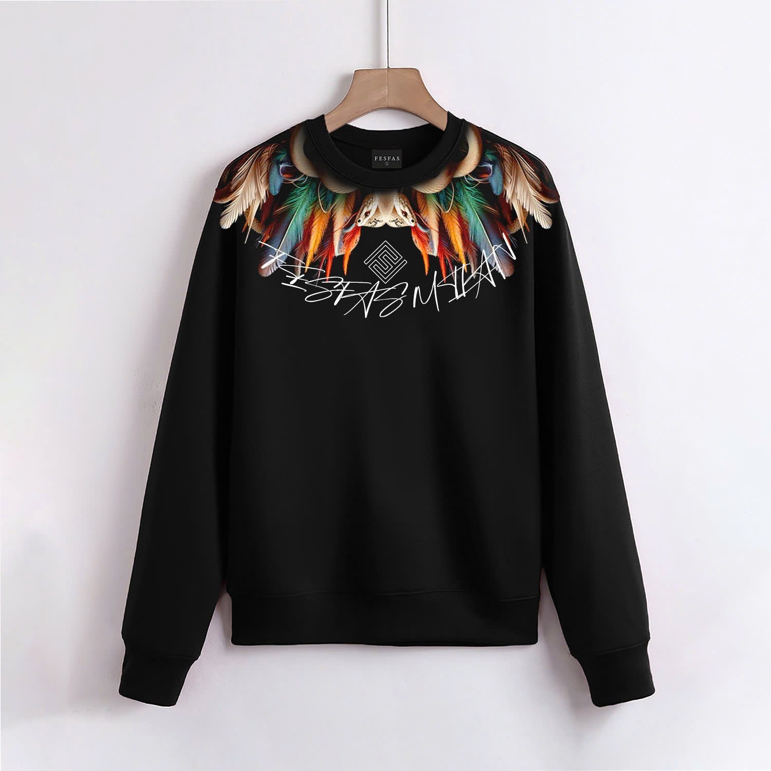 FesFas Feather-print Sweatshirt | Black