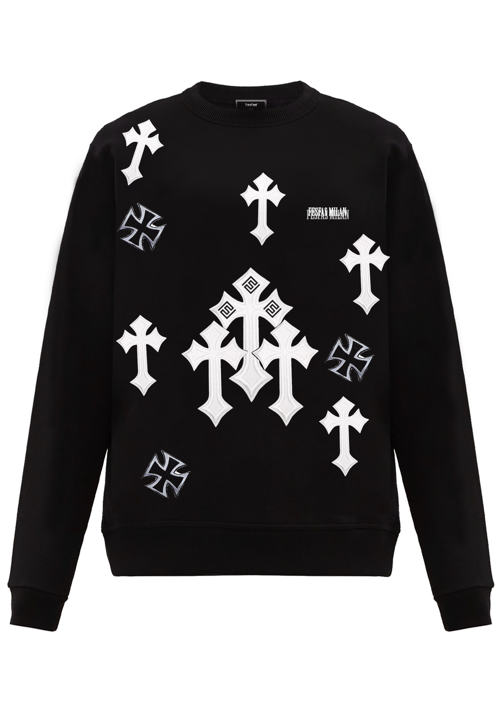 FesFas Cross-print Sweatshirt Set | Black