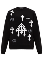 FesFas Cross-print Sweatshirt Set | Black