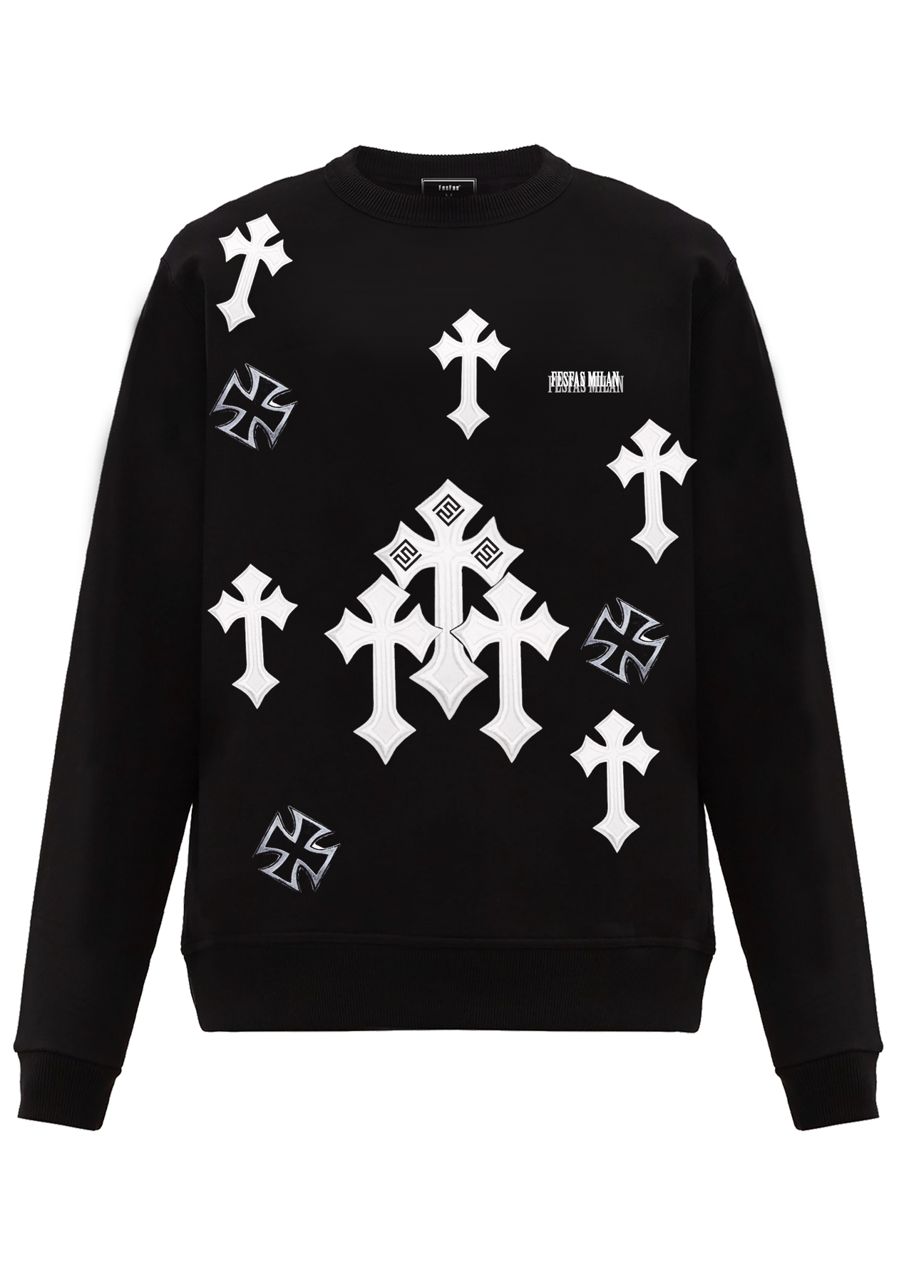 FesFas Cross-print Sweatshirt Set | Black