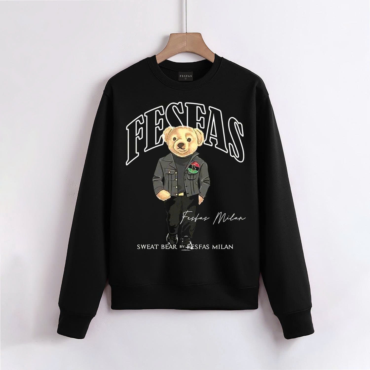 FesFas Bear-print Sweatshirt Set | Black