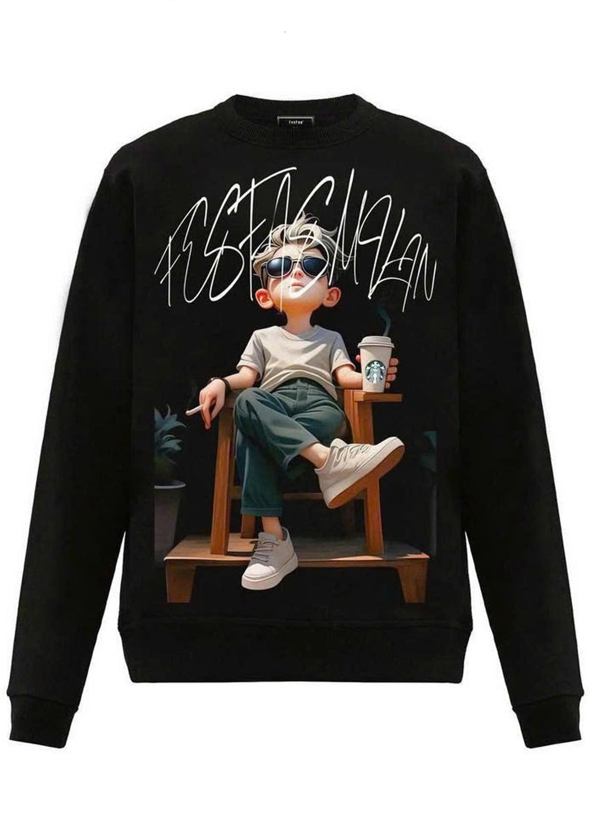 FesFas Boy-print Sweatshirt Set | Black
