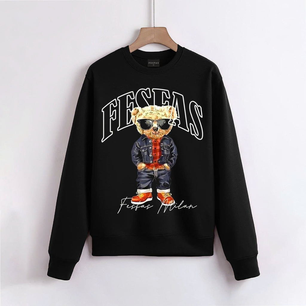 FesFas Bear-print Sweatshirt Set | Black