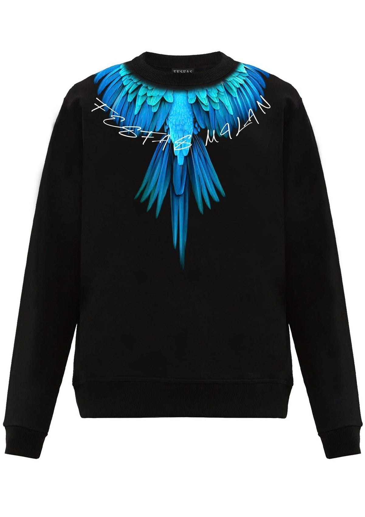 FesFas Feathers-print Sweatshirt Set | Black