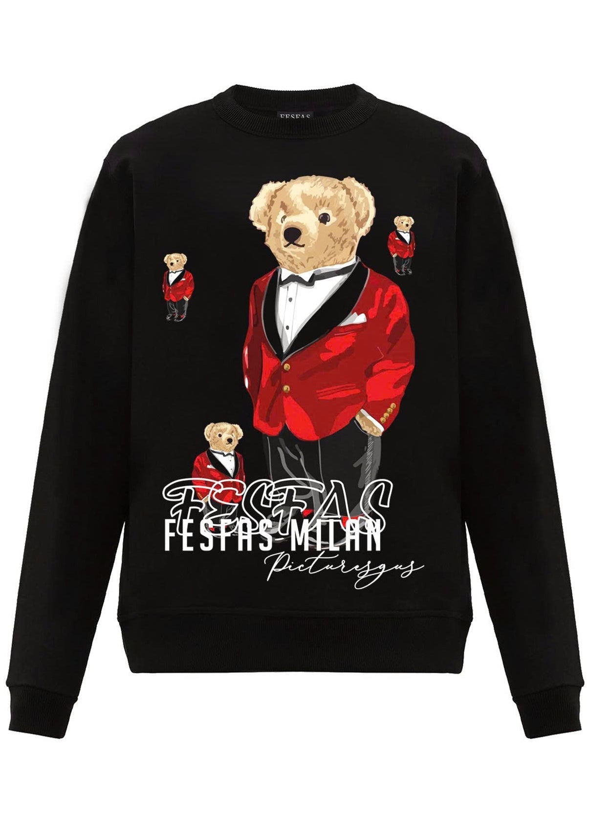 FesFas Bear-print Sweatshirt Set | Black
