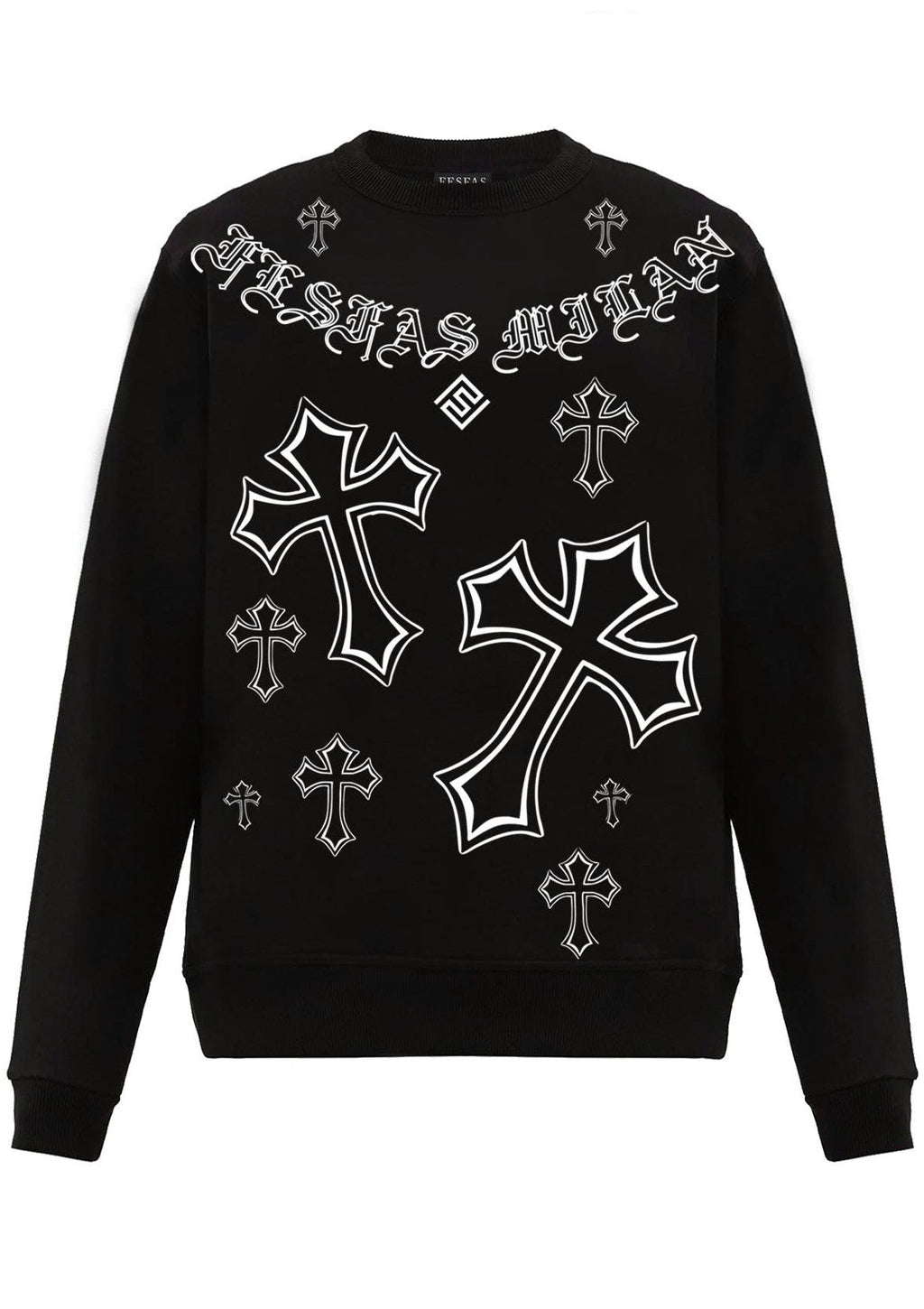 FesFas Cross-print Sweatshirt Set | Black