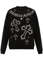 FesFas Cross-print Sweatshirt Set | Black