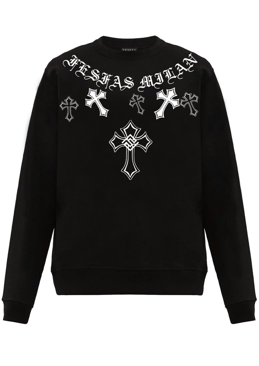 FesFas Cross-print Sweatshirt Set | Black