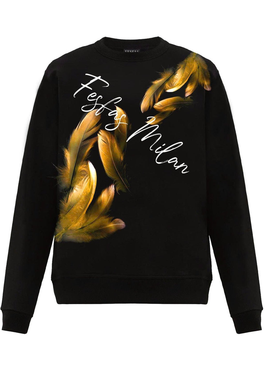 FesFas Feathers-print Sweatshirt Set | Black