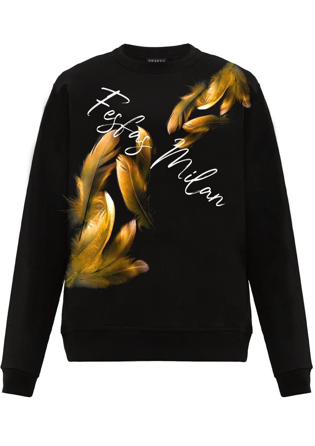 FesFas Feathers-print Sweatshirt Set | Black