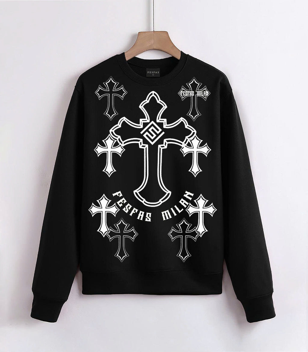 FesFas Cross-print Sweatshirt | Black