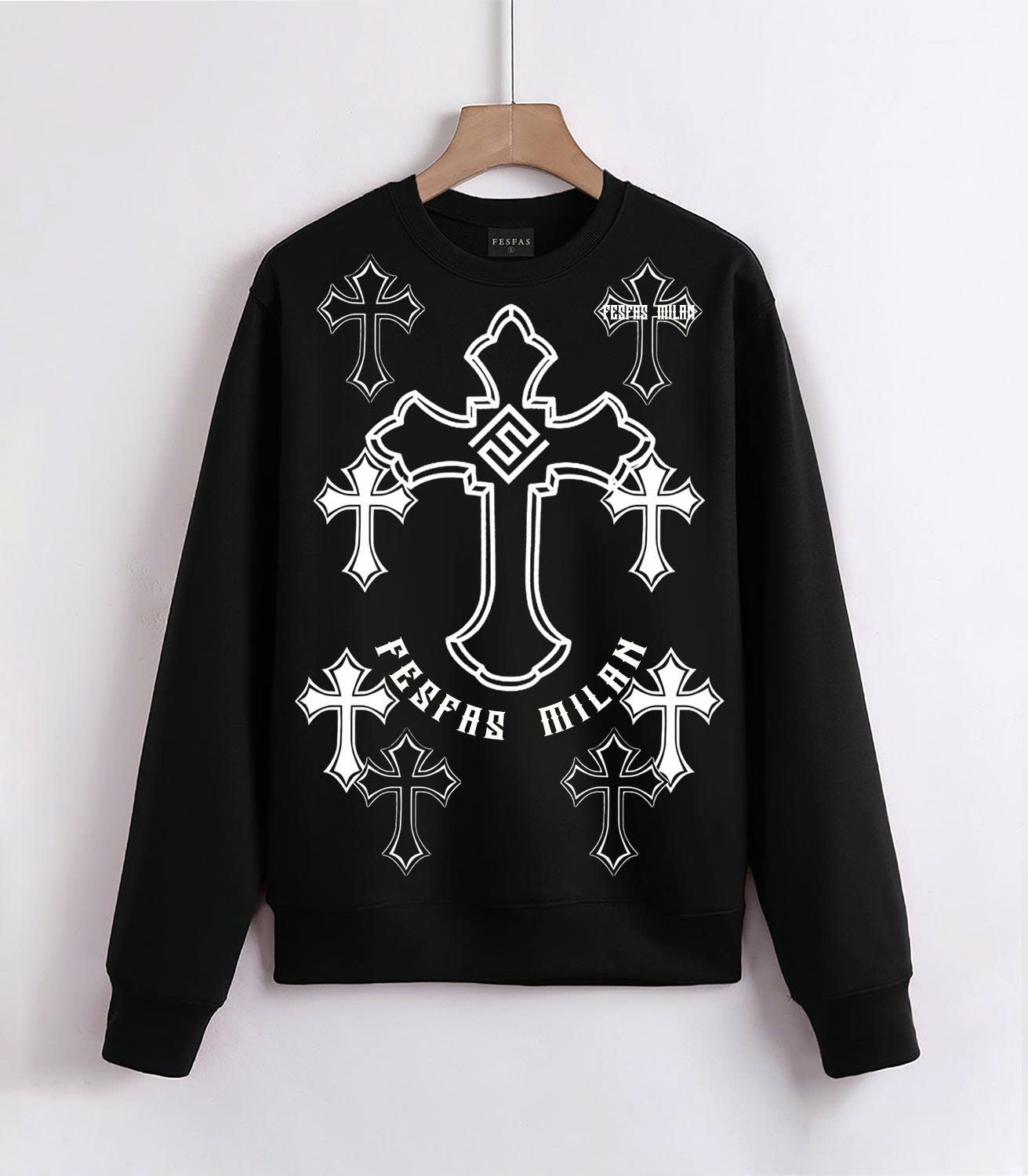 FesFas Cross-print Sweatshirt | Black