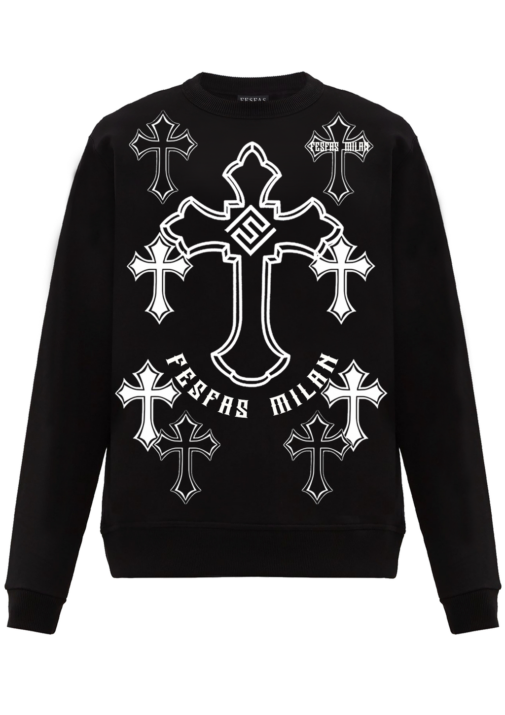FesFas Cross-print Sweatshirt | Black