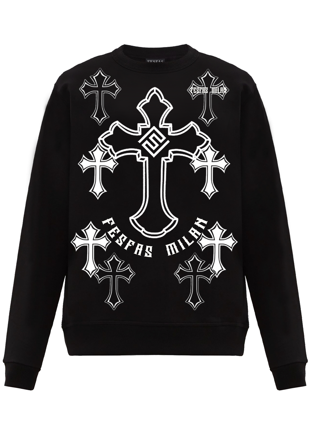 FesFas Cross-print Sweatshirt | Black
