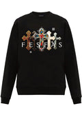 FesFas Cross-print Sweatshirt Set | Black