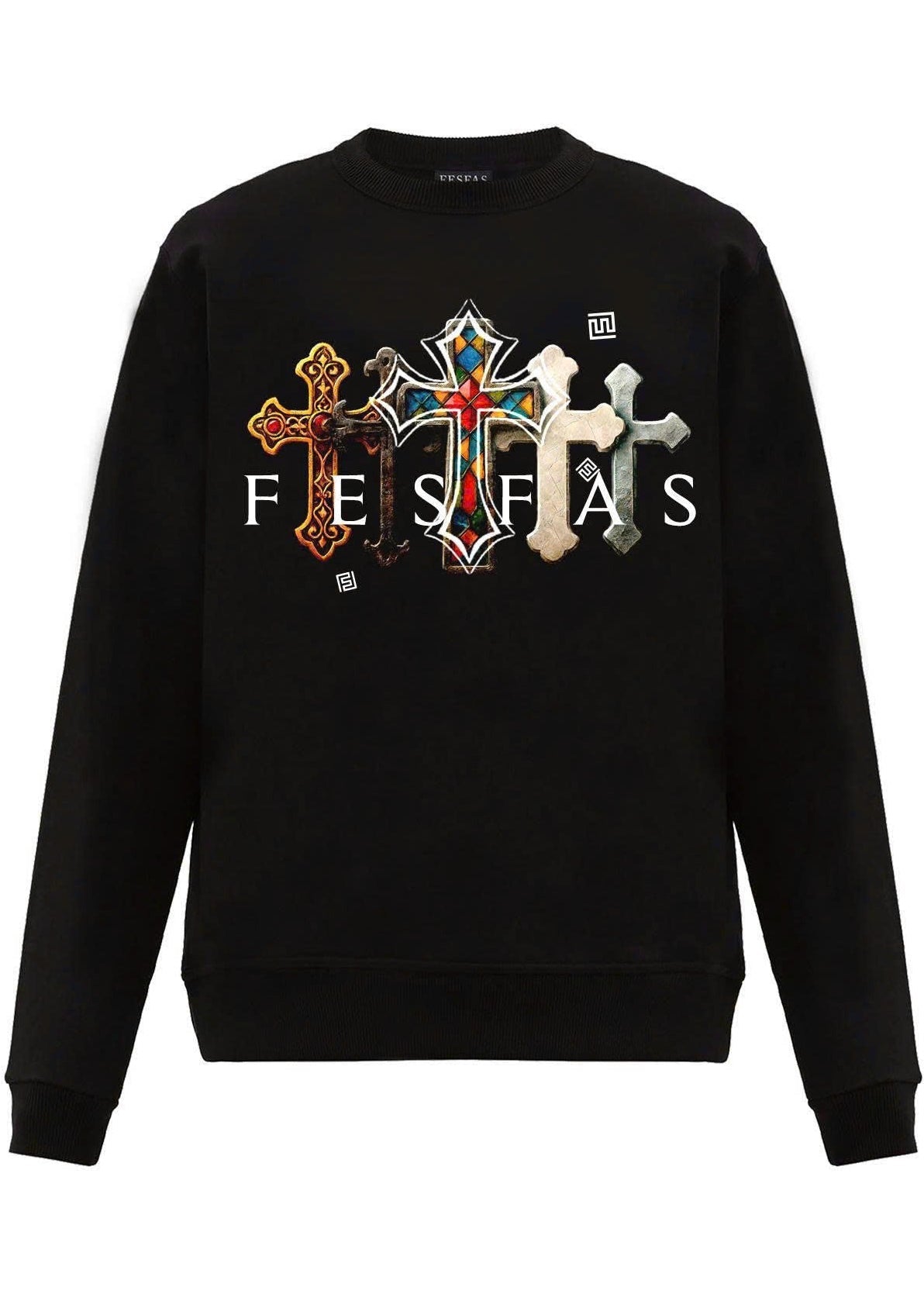 FesFas Cross-print Sweatshirt Set | Black