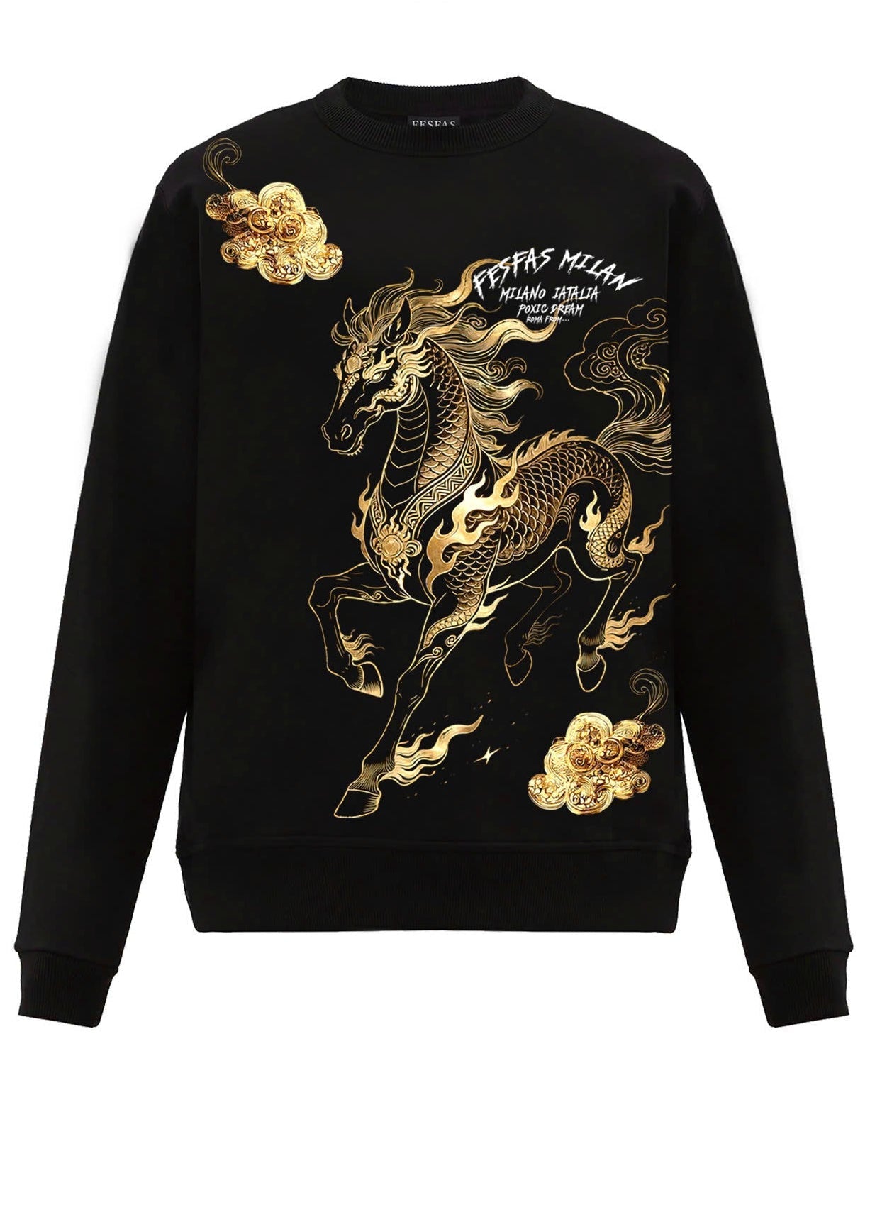 FesFas golden horse-print Sweatshirt | Black