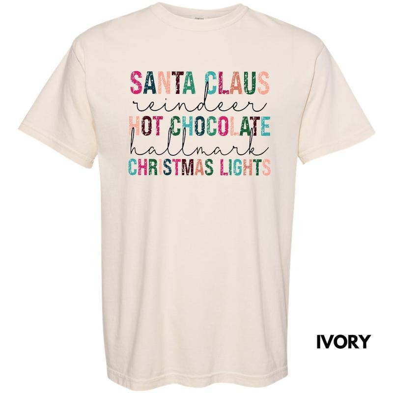 Santa Claus Hot Chocolate Words Comfort Colors T-Shirt Hoodie, Sweatshirt | GrindPrints.com