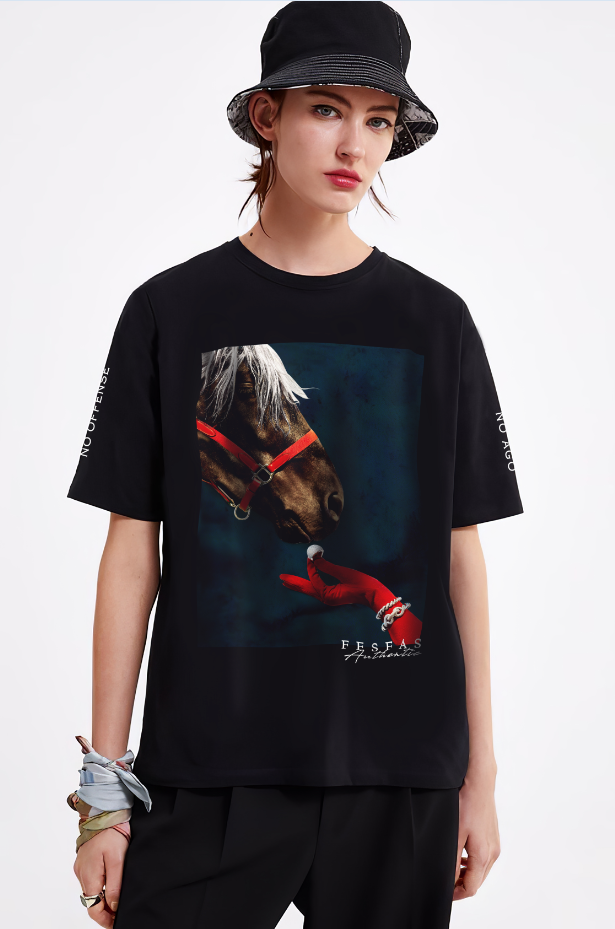 FesFas horse-print T-shirt | Black