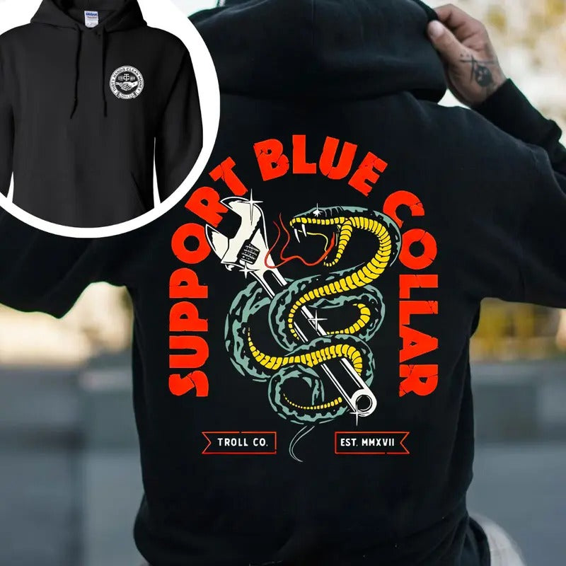 Support Blue Colar Troll Co T-shirt - Crewneck Sweatshirt
