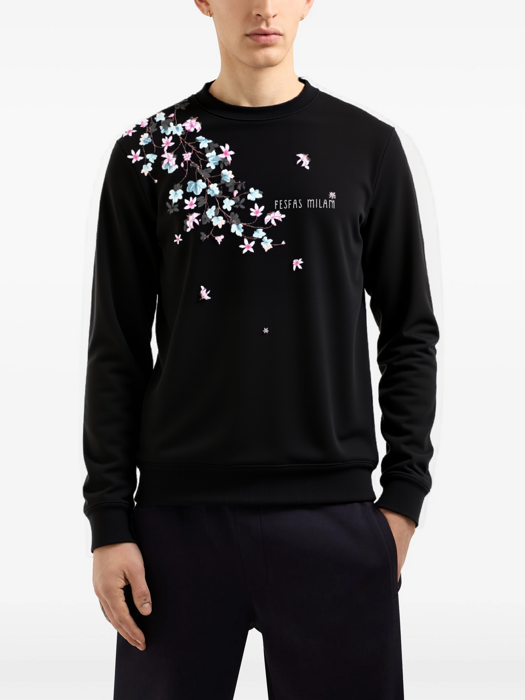 FesFas Flower-print Sweatshirt | Black | Men