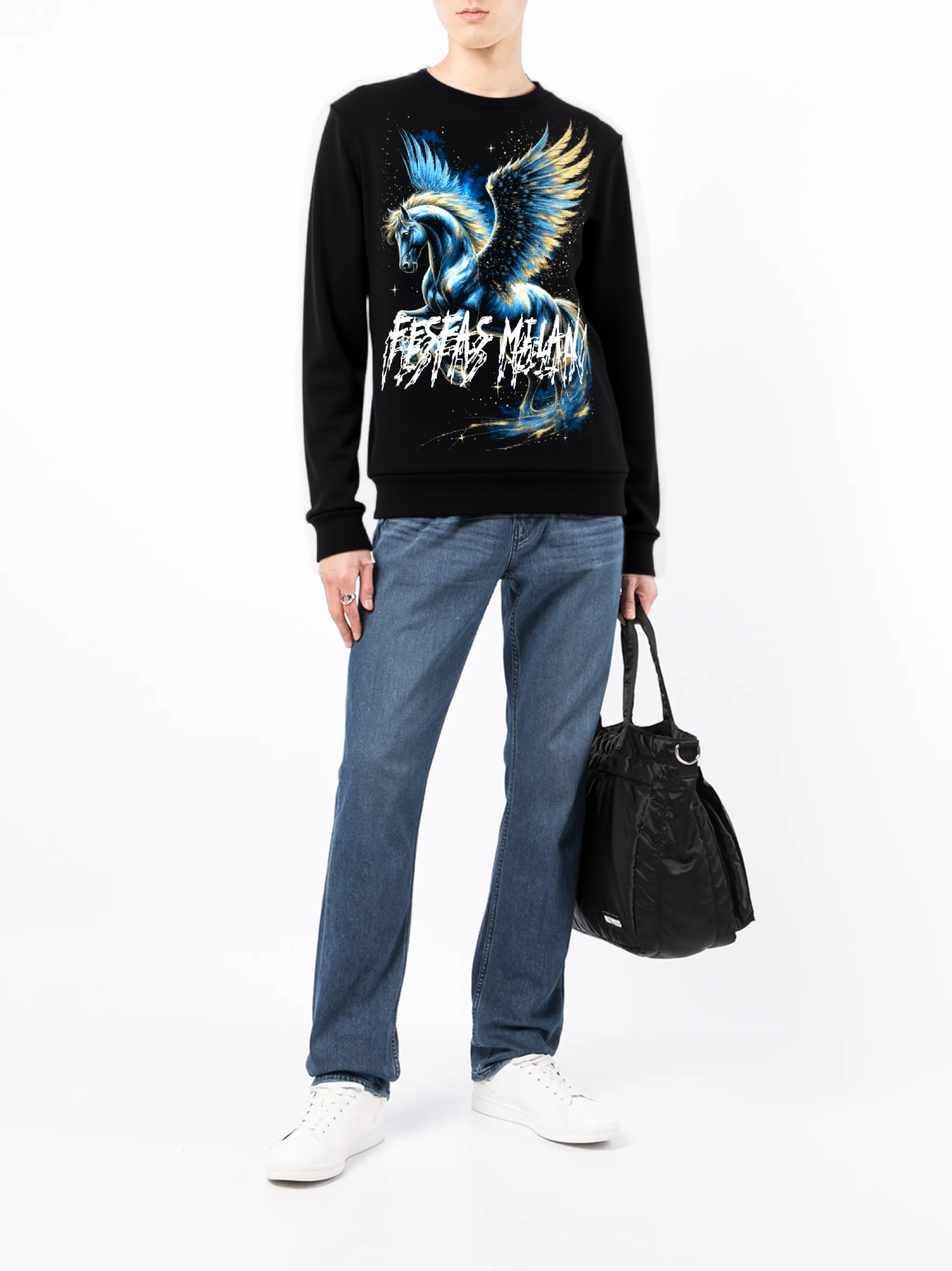 FesFas pegasus-print Sweatshirt | Black
