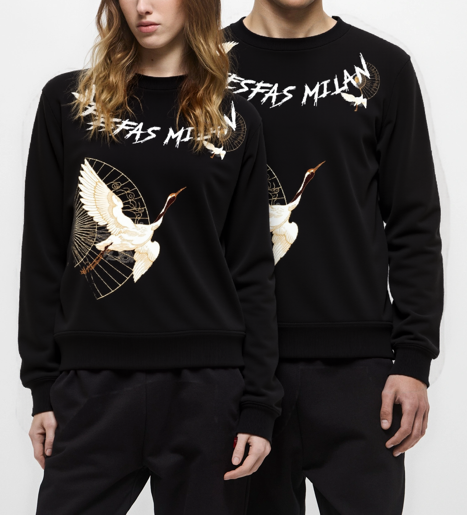 FesFas crane-print Sweatshirt | Black