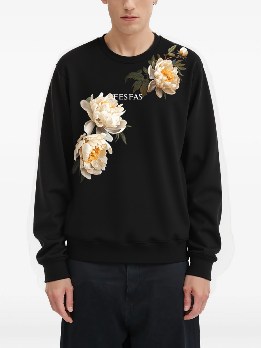 FesFas Flower-print Sweatshirt | Black | Men