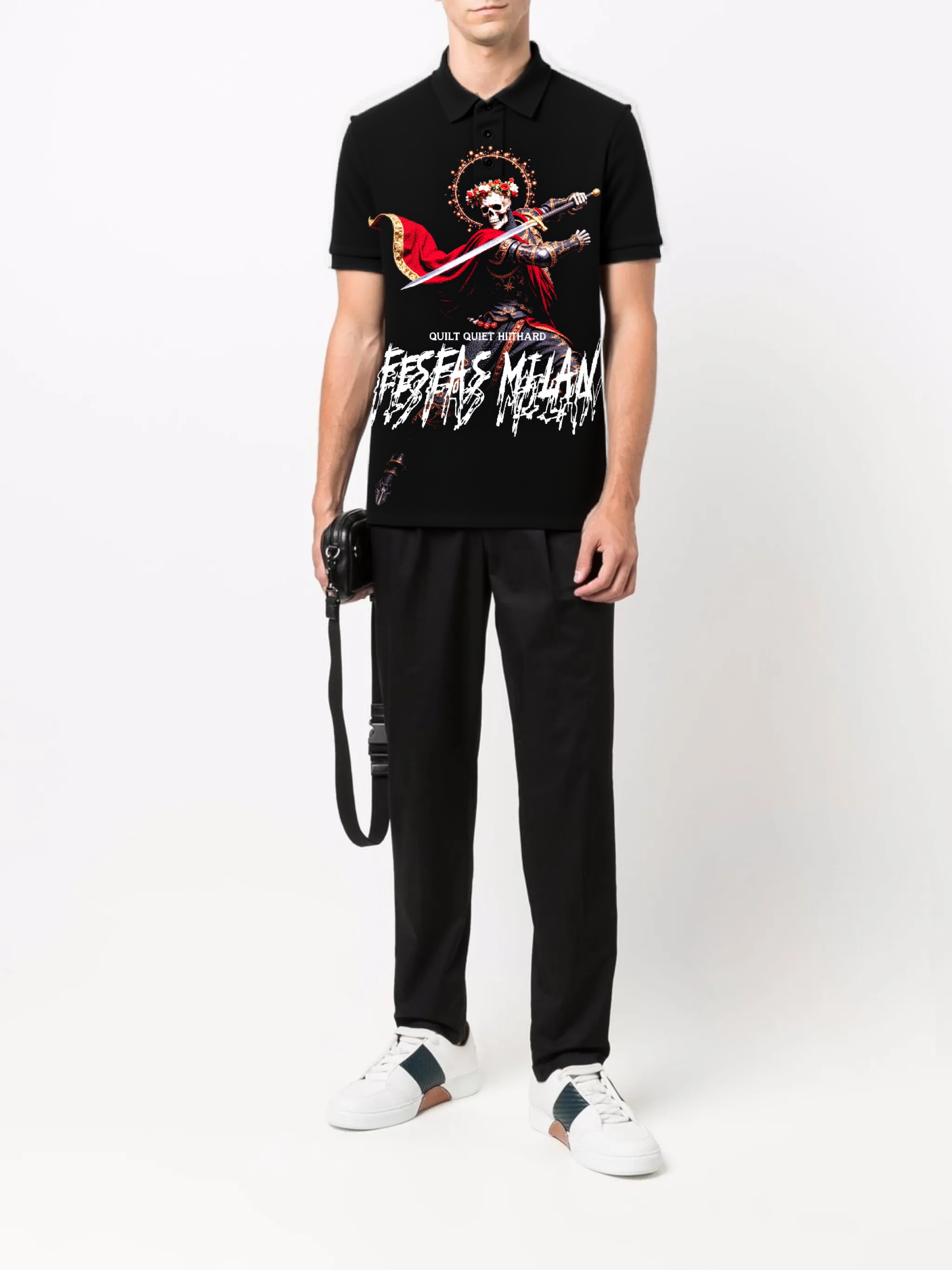FesFas bone knight-print Polo Shirt | Men | Black