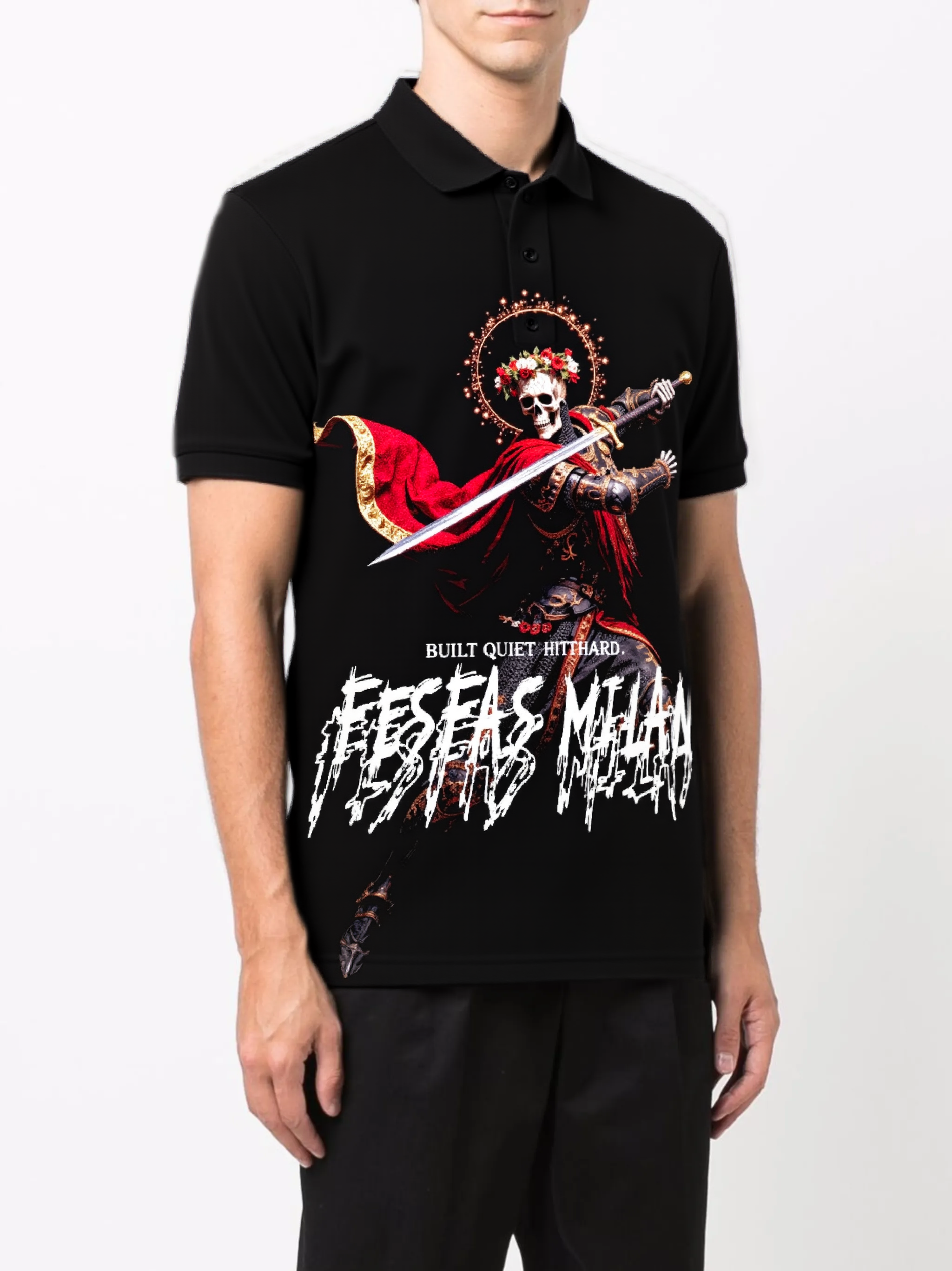 FesFas bone knight-print Polo Shirt | Black