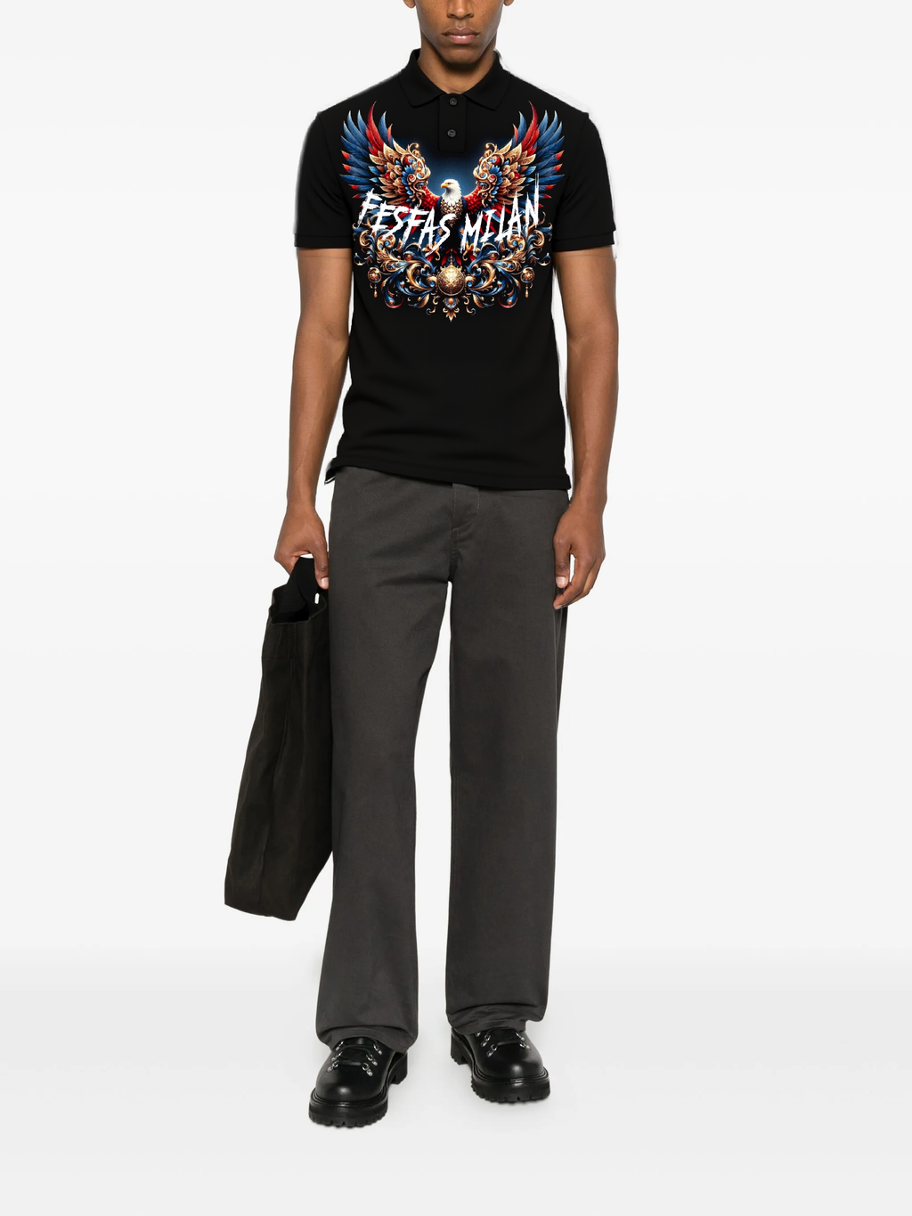 FesFas royal eagle-print Polo Shirt | Black