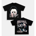 THE NIGHT HE COME HOME!-Double Sided Prints Vintage Bootleg T-Shirt,  MICHAEL MYERS Tshirt, Cotton Casual Crew Neck Black...