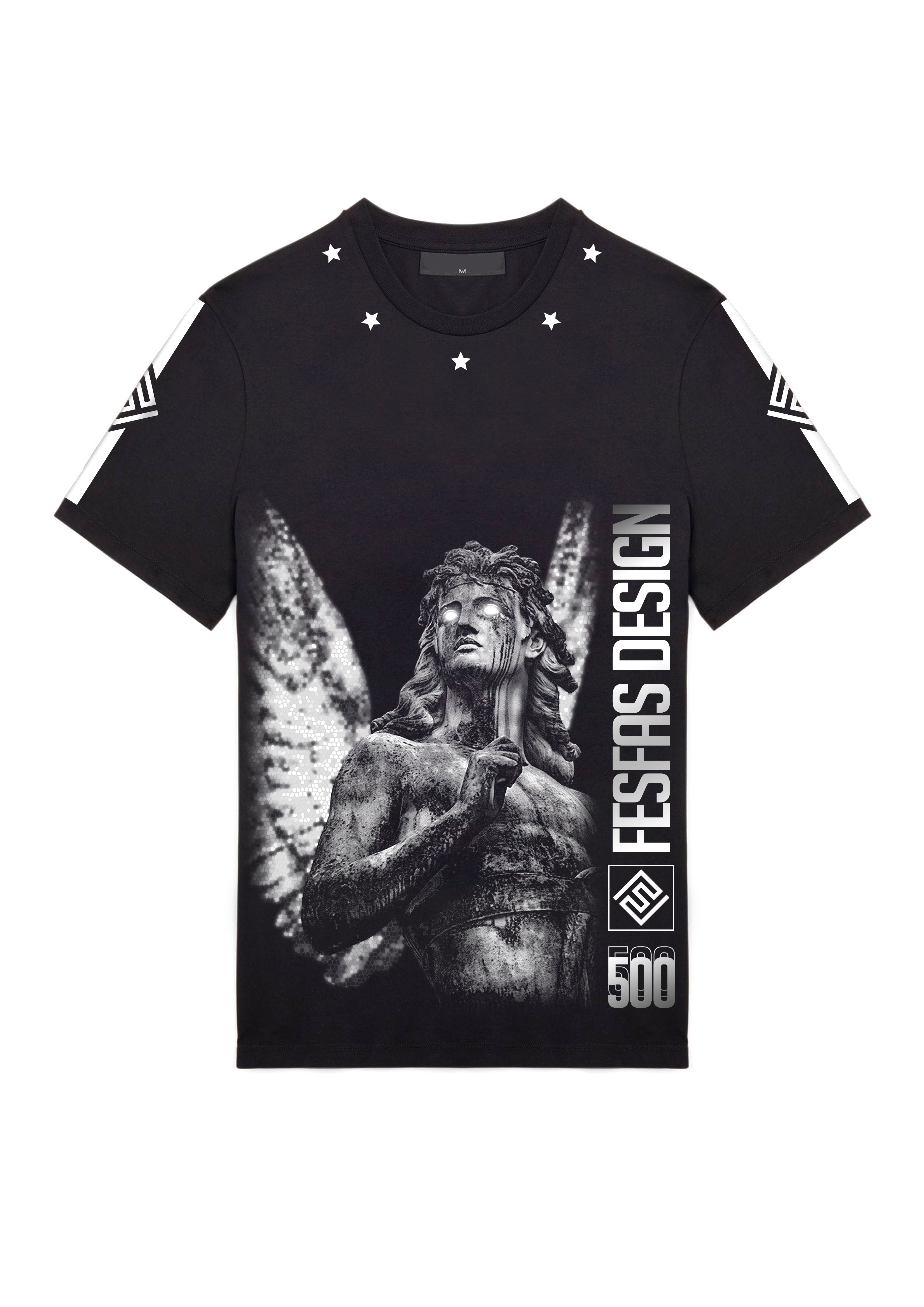 FesFas angel-print T-shirt | Black