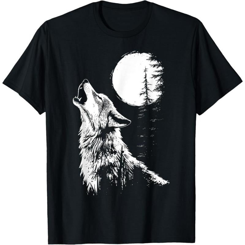 Tee Wolf Howling Moon Forest Nature Wildlife Animal T-Shirt made in usa Hoodie, Sweatshirt | GrindPrints.com