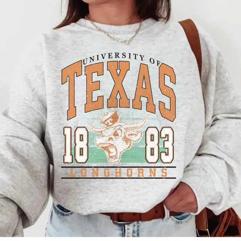 Texas Vintage Football Sweatshirt, University of Texas Vintage Sweatshirt T-Shirts, Hoodie | GrindPrints.com