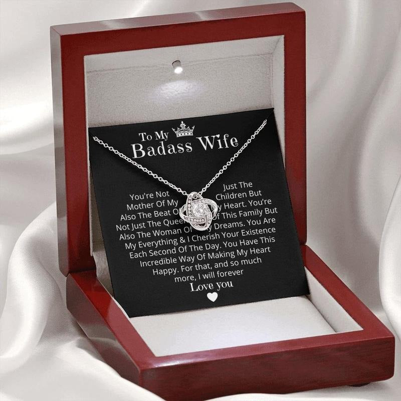 To My Wife Necklace, Unique Wife Christmas Gift, Wife Gift Anniversary, Birthday Jewelry, Necklace With Message Card,...