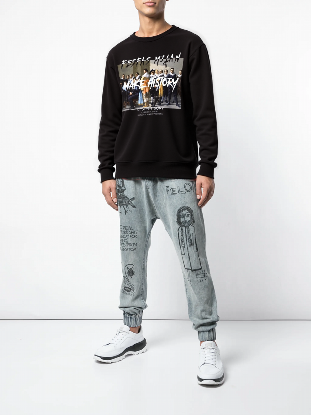 FesFas Graphic-print Sweatshirt Set | Black