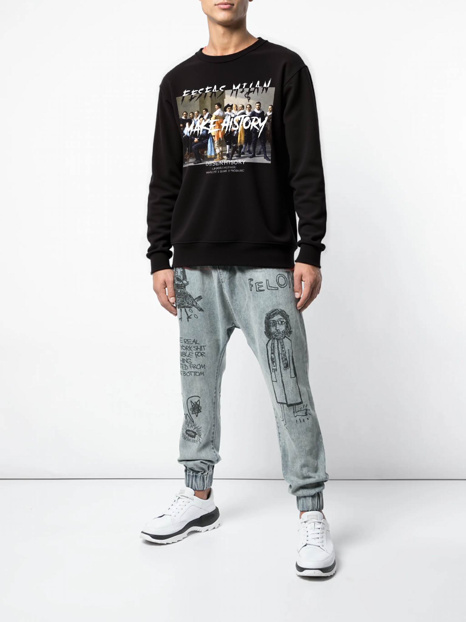 FesFas Graphic-print Sweatshirt Set | Black