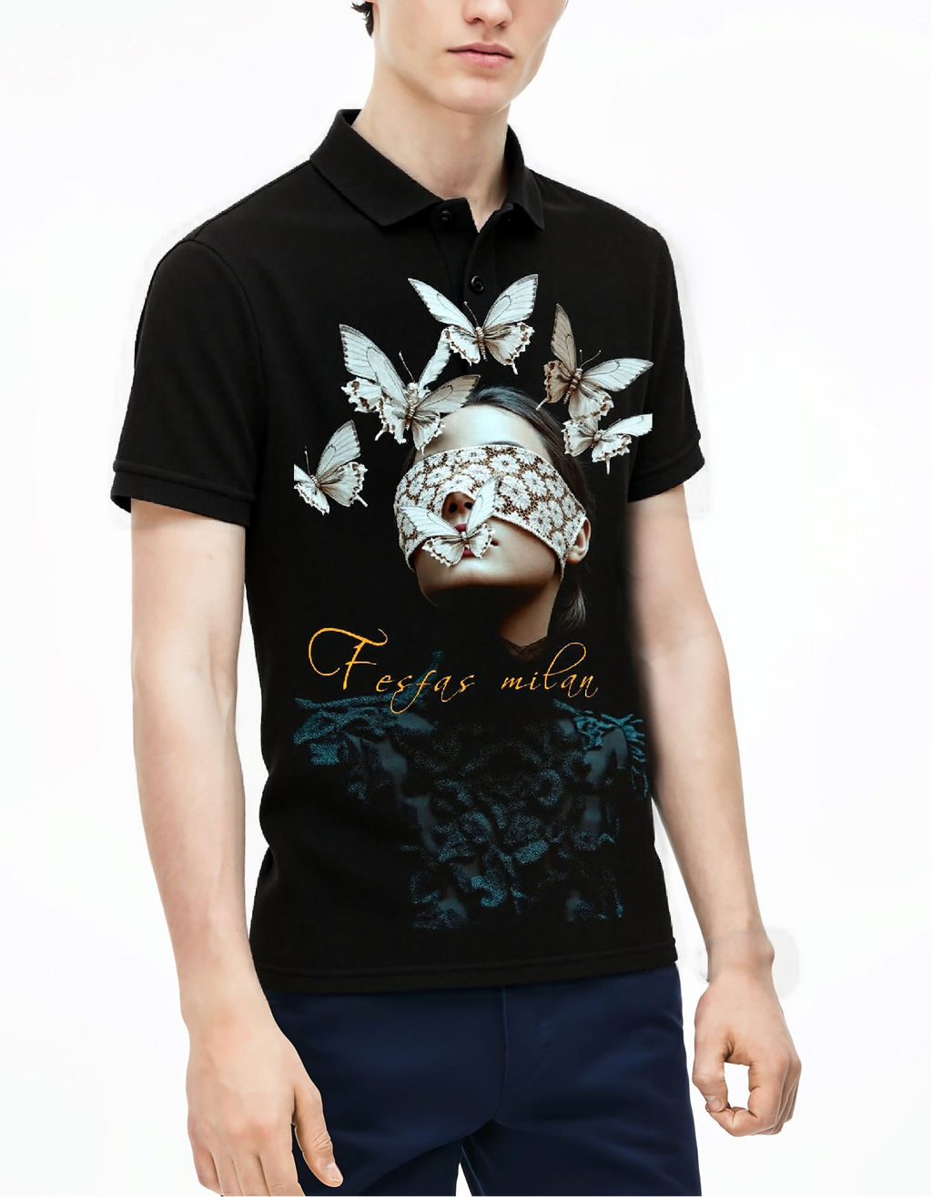 FesFas butterflies-print Polo Shirt | Black