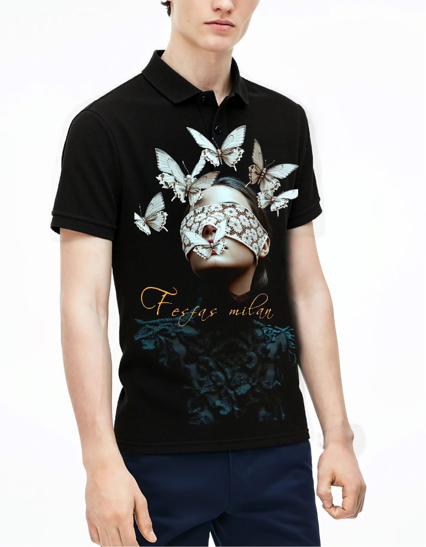 FesFas butterflies-print Polo Shirt | Black