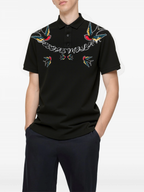 FesFas Swallow-print Polo Shirt | Black