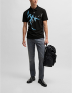 FesFas Feather-print Polo Shirt | Black