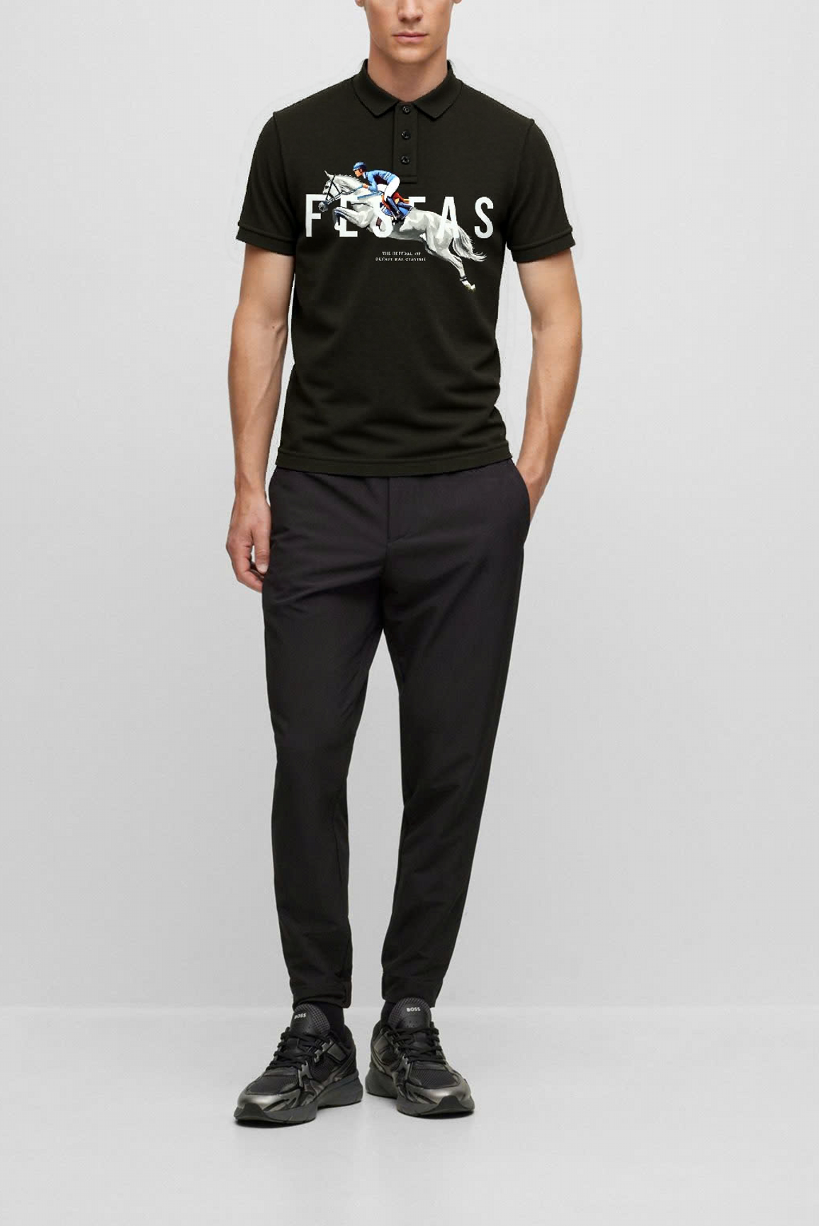 FesFas Horse-print Polo Shirt | Black