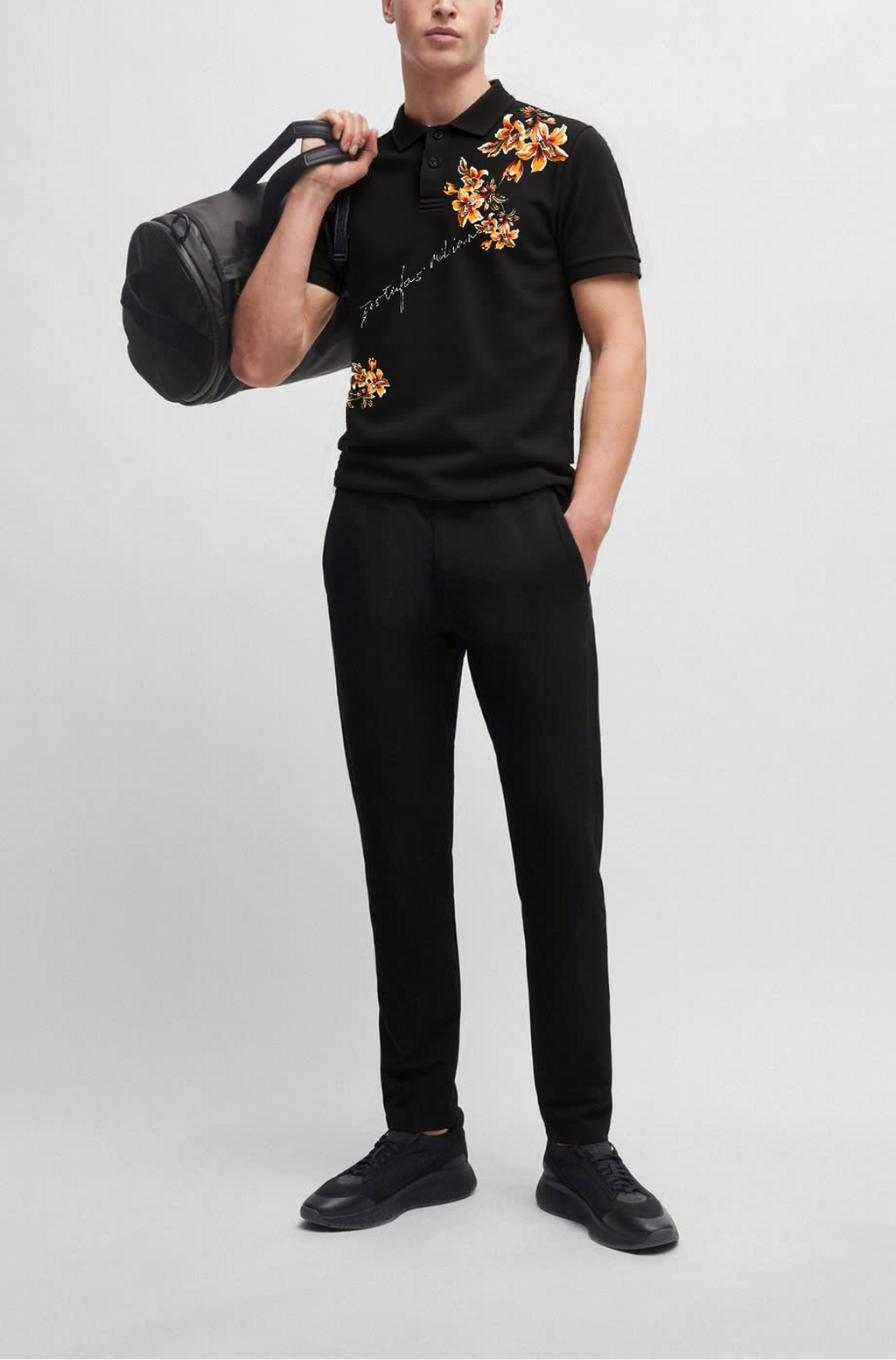 FesFas Floral-print Polo Shirt | Black