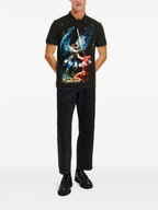 FesFas Angel-print Polo Shirt | Black