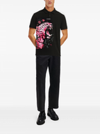 FesFas Pink Leopard-print Polo Shirt | Black