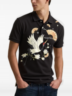 FesFas Crane-print Polo Shirt | Black