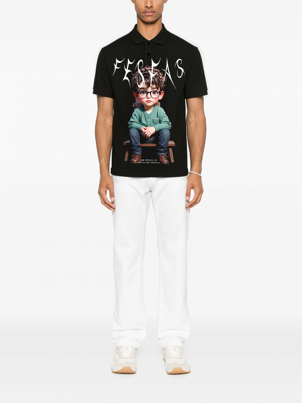 FesFas Boy-print Polo Shirt | Black