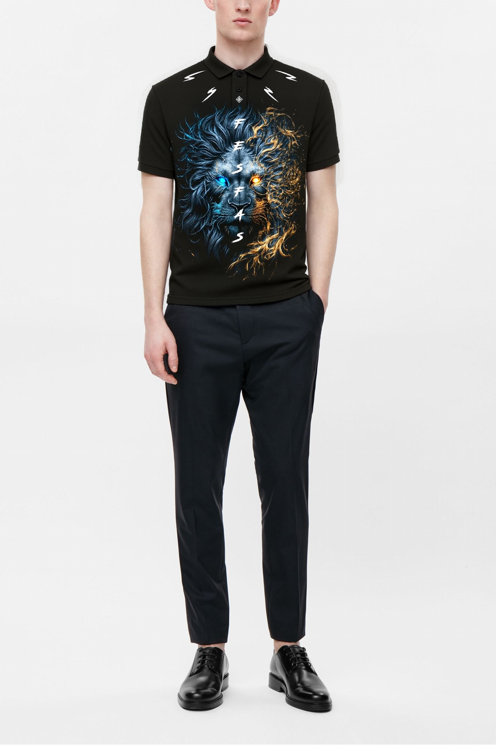 FesFas Lion-print Polo Shirt | Black